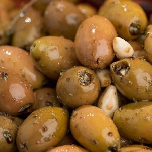 Olives Stuffed with Garlic with Oregano and Balsamic Vinegar