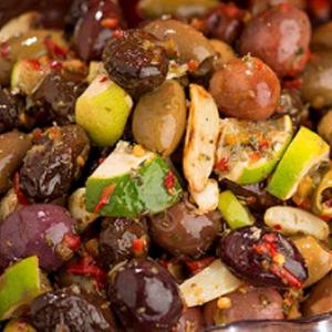 Roasted Garlic Lime Olive Mix with Chopped Peppers