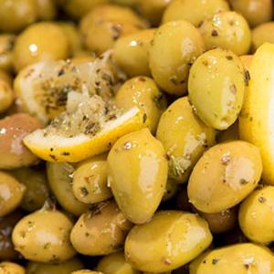 Cracked Green Olives with Lemon and Oregano