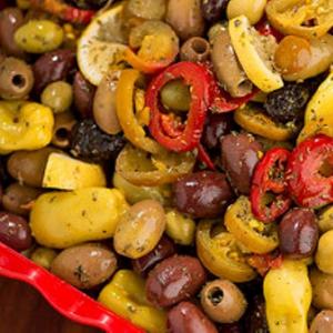 Greek Country Olives Mix with Lemon and Peppers